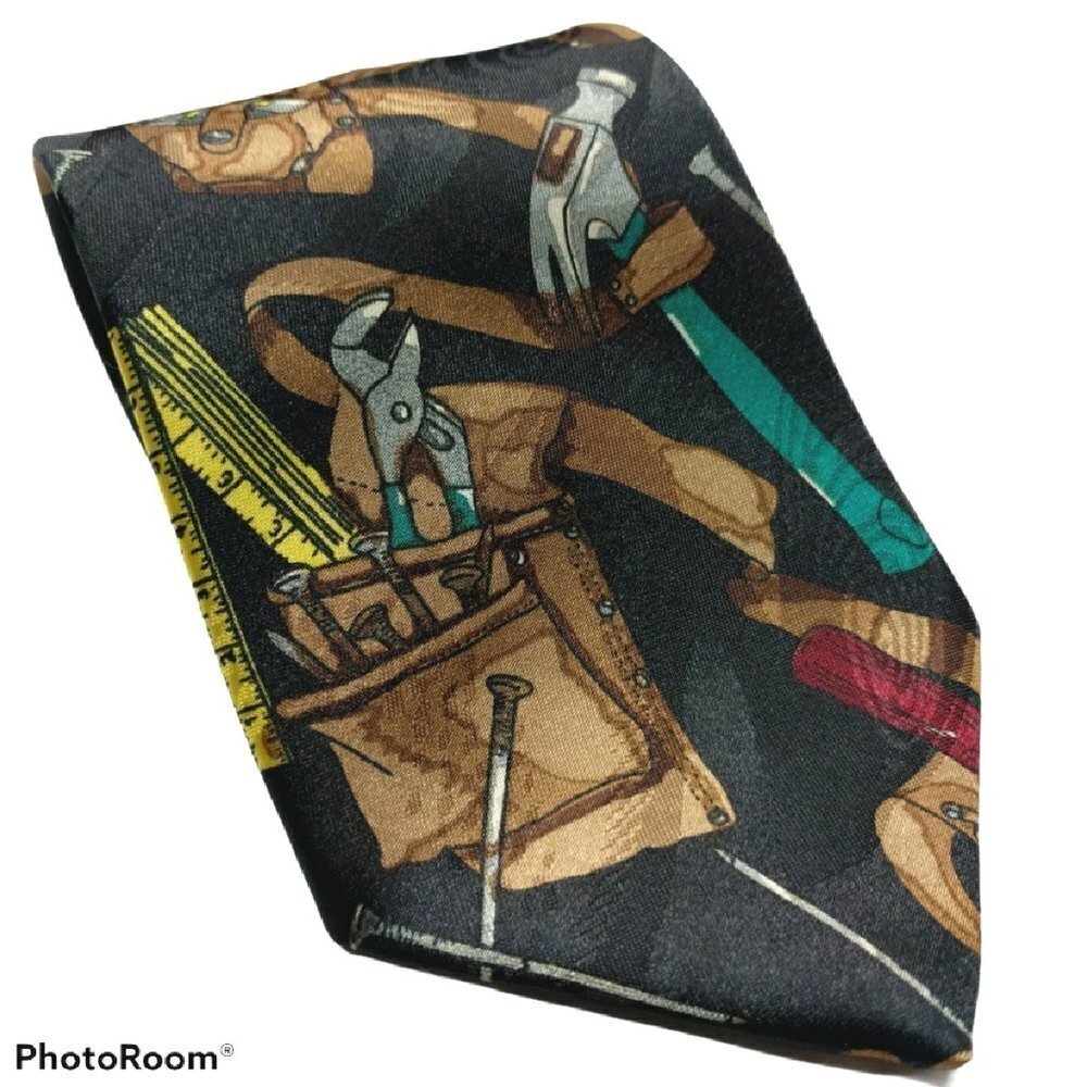 Home Improvement Hammer Nails Pliers Novelty Tie
